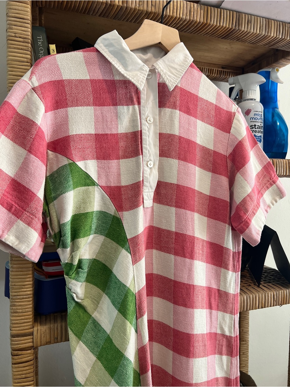 Rosie Assoulin Pink & Green Check Kids Polo Nightgown - Picture 9 of 13